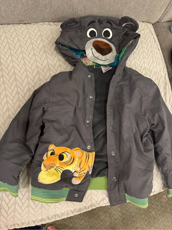 Other - Disney Jungle Book Kids Coat Jacket Baloo Bear Shere Khan Hooded Size 5/6 new